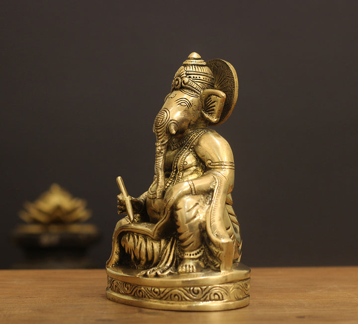 Brass Ganesh Writing 7.5"