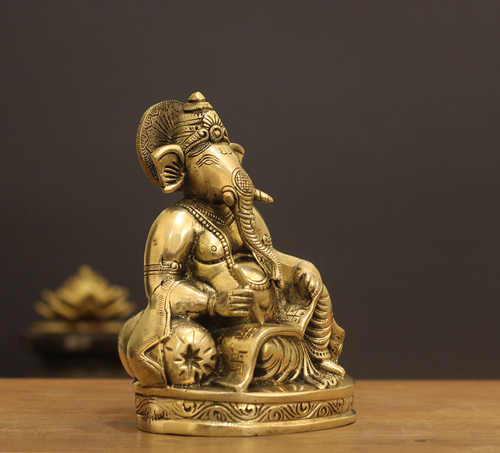Brass Ganesh Writing 7.5"