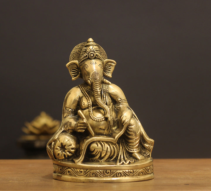 Brass Ganesh Writing 7.5"
