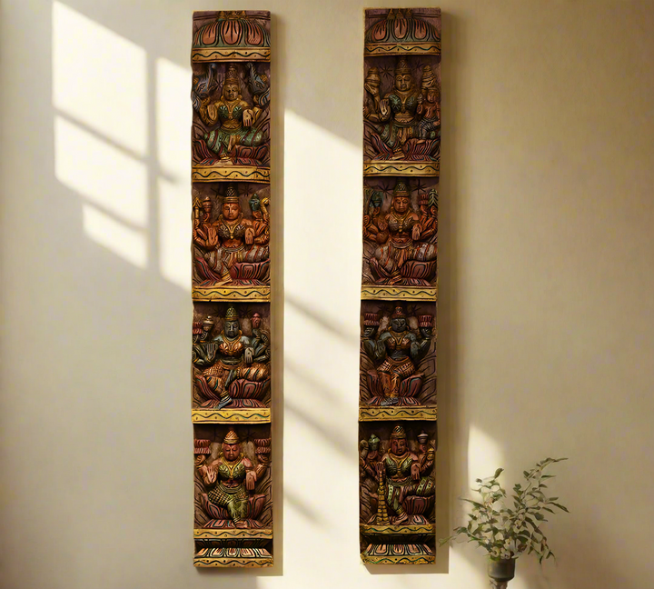 Wooden Wall Panel Ashtalakshmi 42" -Set of 2