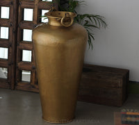Tall Hammered Brass Planter 37"