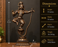 Brass Krishna On Serpent - Kaliyadaman Posture 35"