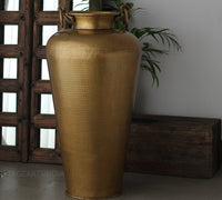Tall Hammered Brass Planter 37"