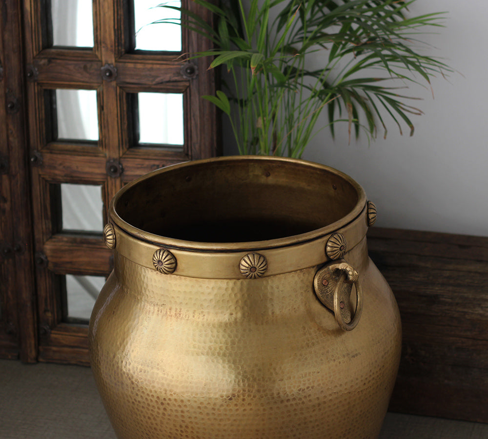 Brass Vintage Carved Planter