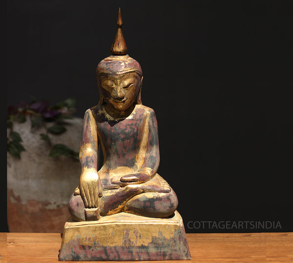 Antique Wood Burmese Buddha