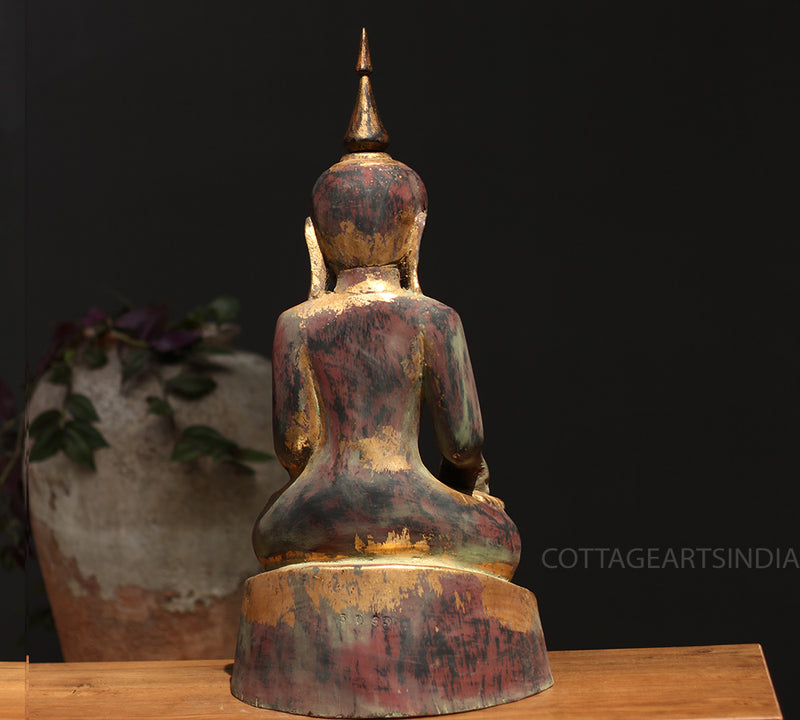 Antique Wood Burmese Buddha -Rare Find