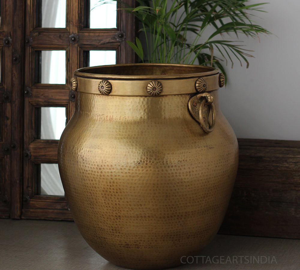Brass Vintage Carved Planter
