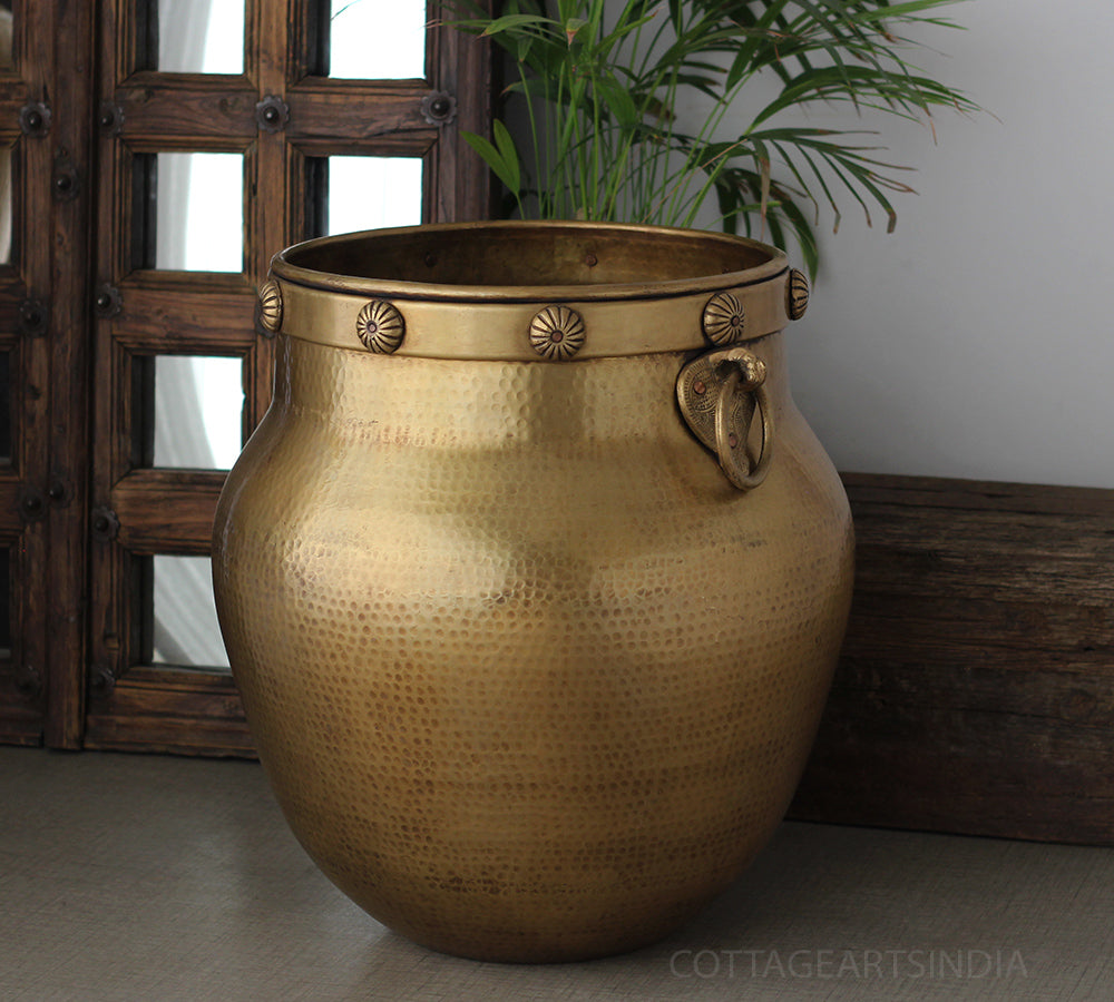 Brass Vintage Carved Planter