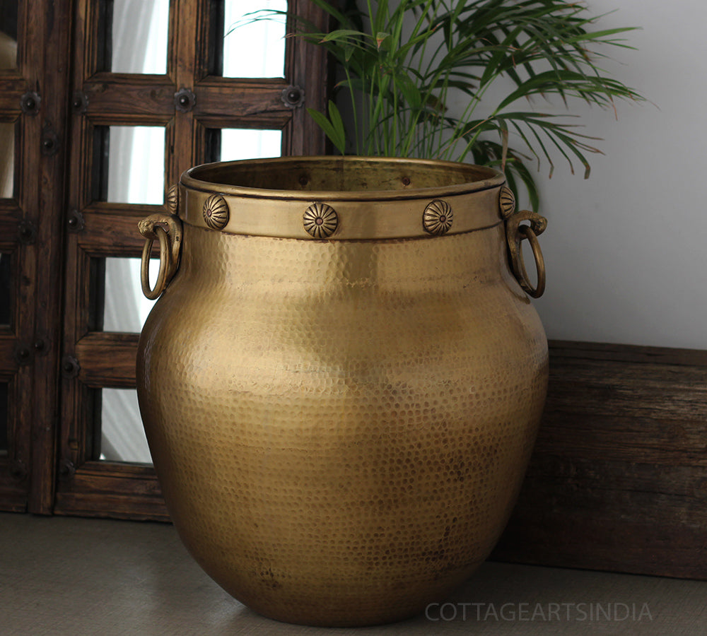 Brass Vintage Carved Planter