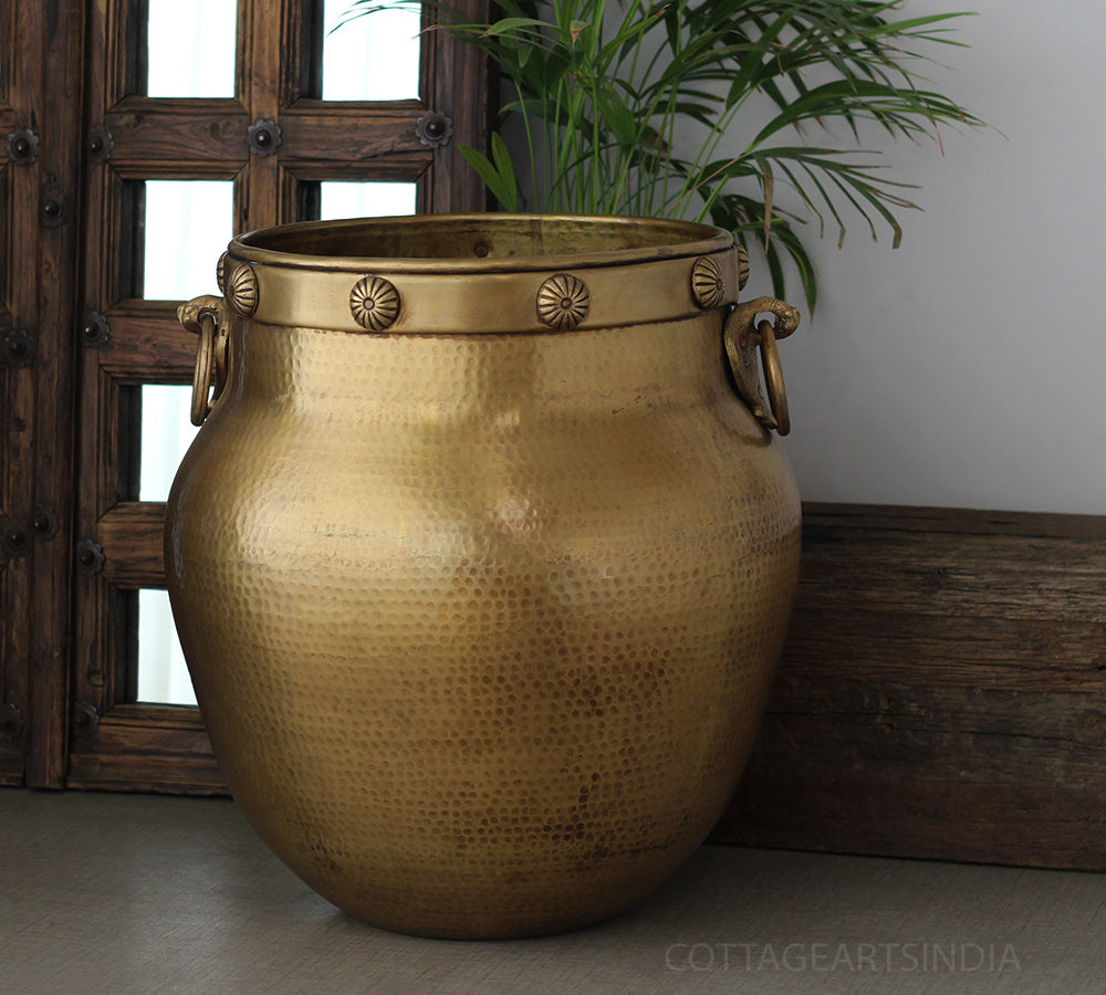 Brass Vintage Carved Planter