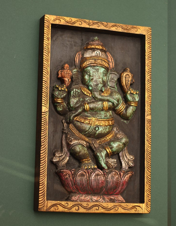 Wooden Ganesh Painted Wall Hanging