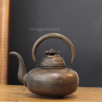 Antique Finish Copper Handcrafted Kettle with Curved Spout