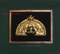 Wooden Frame With Brass Prabhawali Sheshnaag and Kirtmukha 13"
