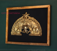 Wooden Frame With Brass Prabhawali Sheshnaag and Kirtmukha 13"