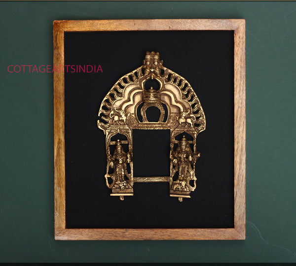 Wooden Frame With Brass Laxmi Prabhawali