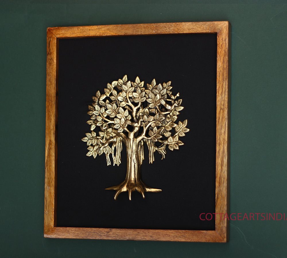 Tea Tree Frames Wooden Frame With Brass Tree Kalpavriksh – CottageArts India