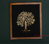 Wooden Frame With Brass Tree Kalpavriksh