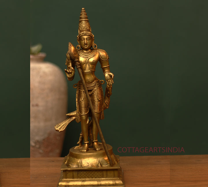 Brass Statue Lord Murugan Statue 15.5"