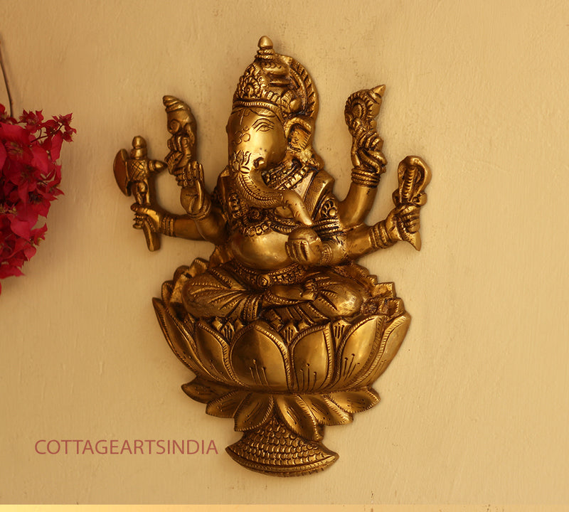 Brass Vinayak Idol Wall Hanging 13"