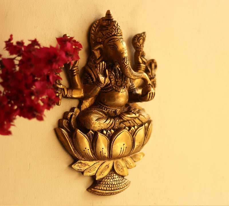 Brass Vinayak Idol Wall Hanging 13"