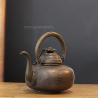 Antique Finish Copper Handcrafted Kettle with Curved Spout
