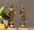 Brass Standing Shiva & Parvati Idol 18" Holding Axe and Deer