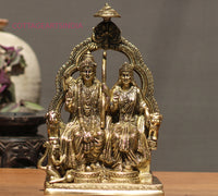 Brass Idol of Ram Sita Sitting On Singhasan 11.5"