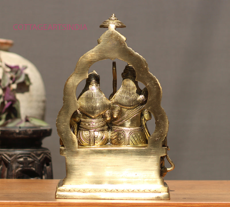 Brass Idol of Ram Sita Sitting On Singhasan 11.5"