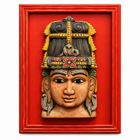 Wooden Shiva Mask in Handmade Wooden Frame