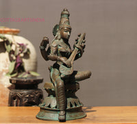 Brass Saraswati in Bronze Finish 13"