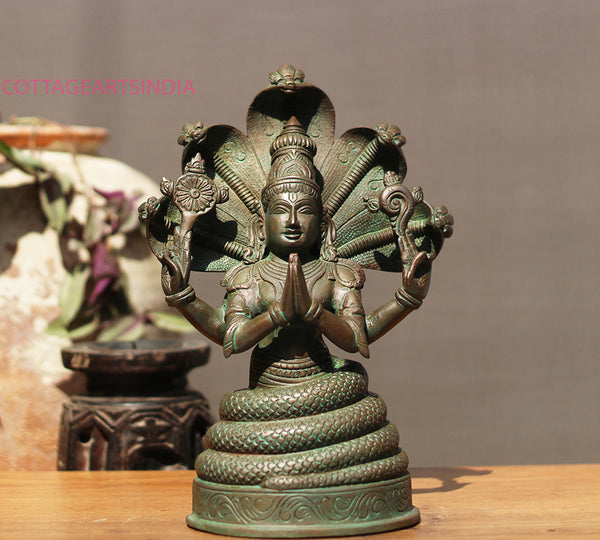 Brass Vishnu Bronze Finish Sitting 12 inches