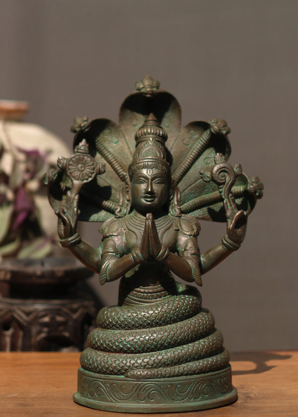 Brass Vishnu Bronze Finish Sitting 12 inches