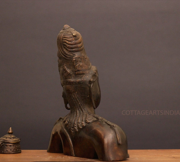Brass Statue of Ardhnareshwar Bust