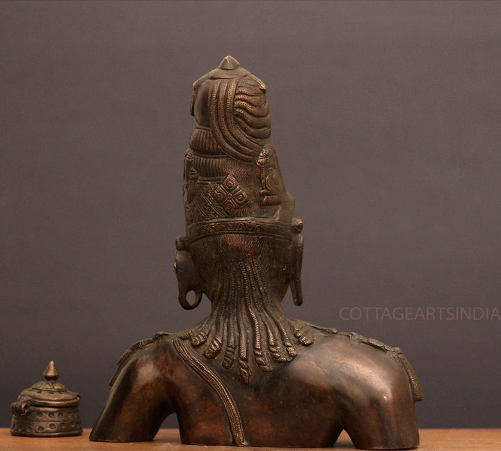 Brass Statue of Ardhnareshwar Bust
