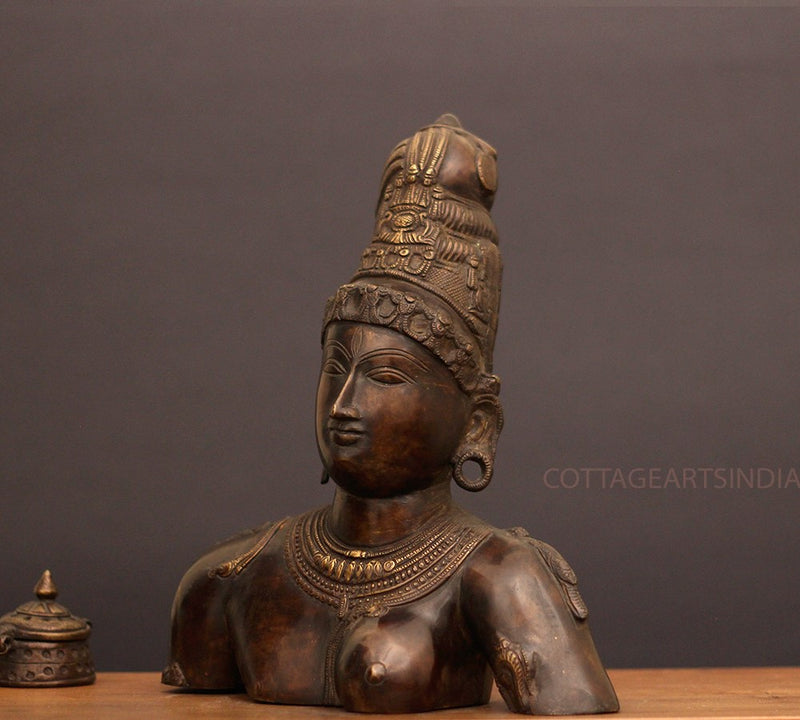 Brass Statue of Ardhnareshwar Bust