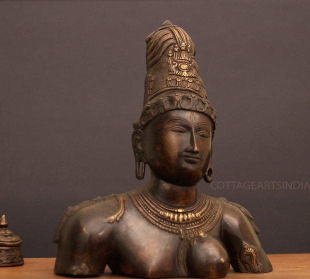 Brass Statue of Ardhnareshwar Bust