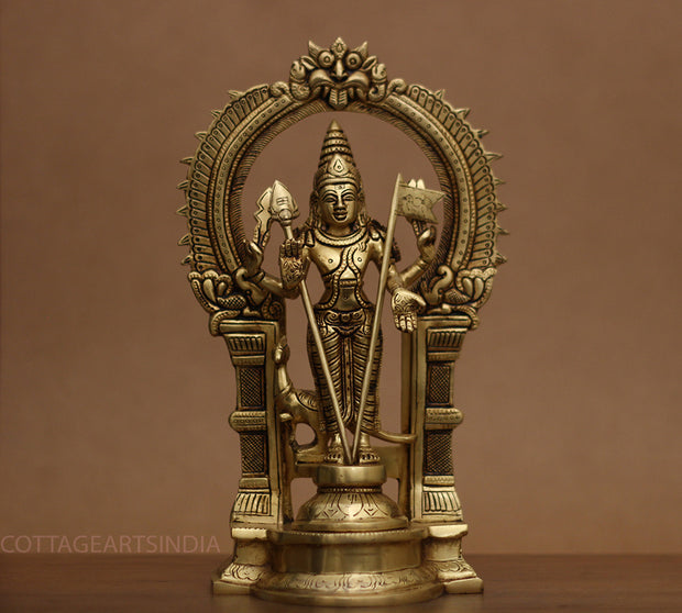 Brass Idol of Lord Murugan Statue 12"