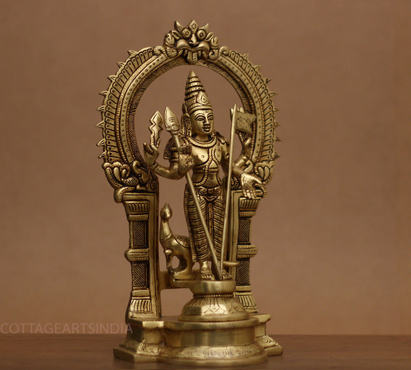 Brass Idol of Lord Murugan Statue 12"
