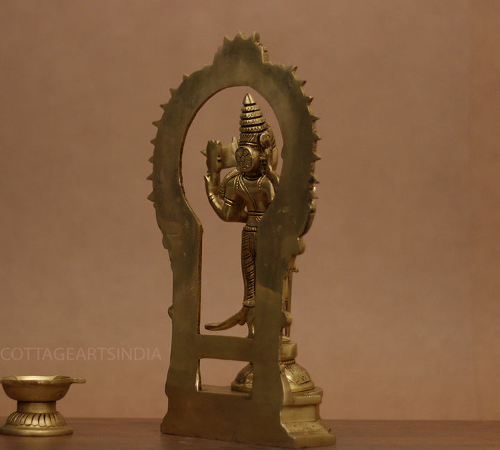 Brass Idol of Lord Murugan Statue 12"