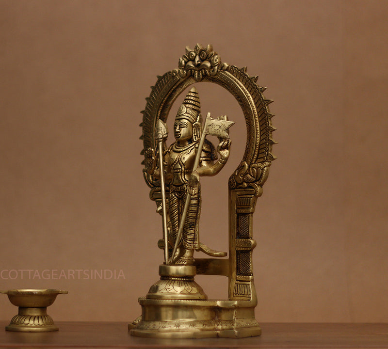 Brass Idol of Lord Murugan Statue 12"