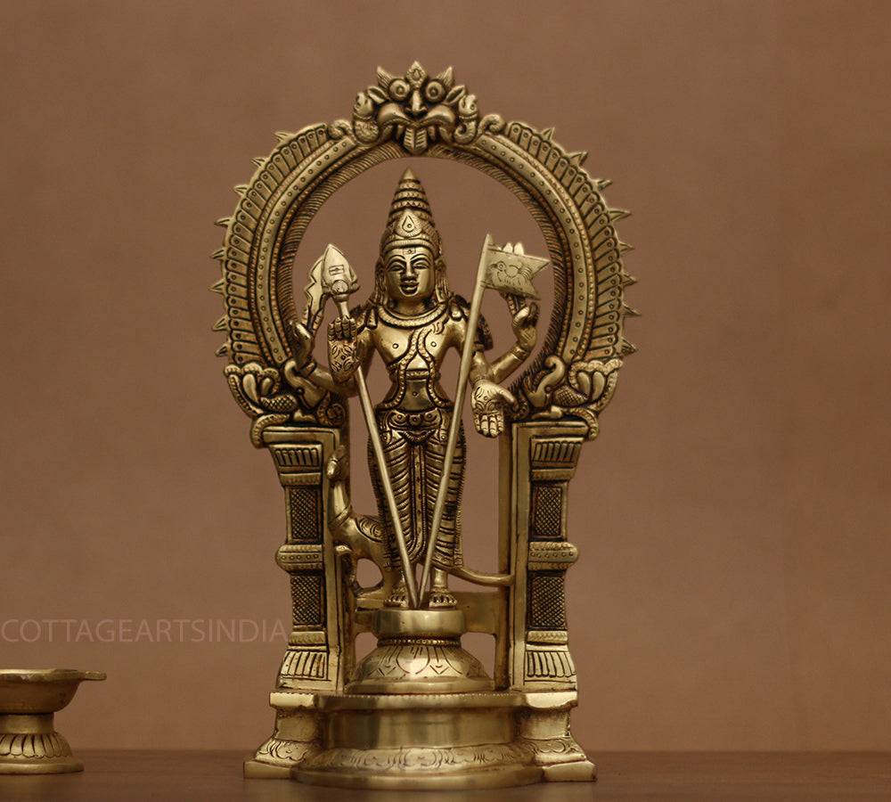 Brass Idol of Lord Murugan Statue 12"