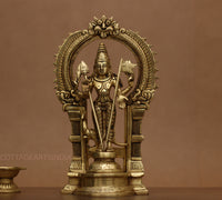 Brass Idol of Lord Murugan Statue 12"