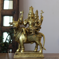 Brass Shiva Parvati on Bull 16"