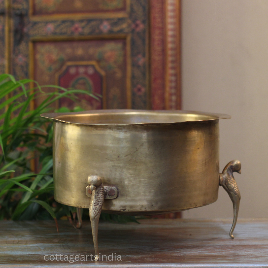 Brass Vintage Carved Planter