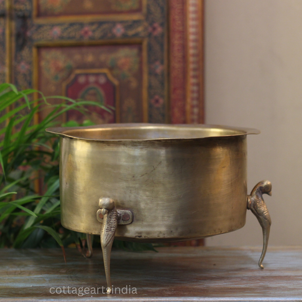 Brass Vintage Carved Planter