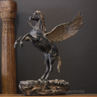 Brass Winged Horse Sculpture | Black Antique Finish | Symbol of Strength & Freedom