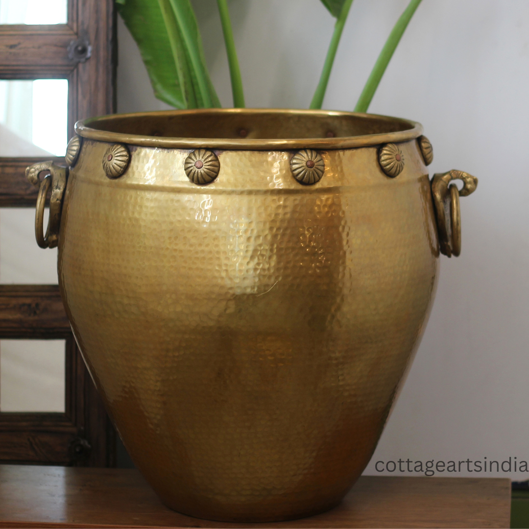 Brass Vintage Carved Planter