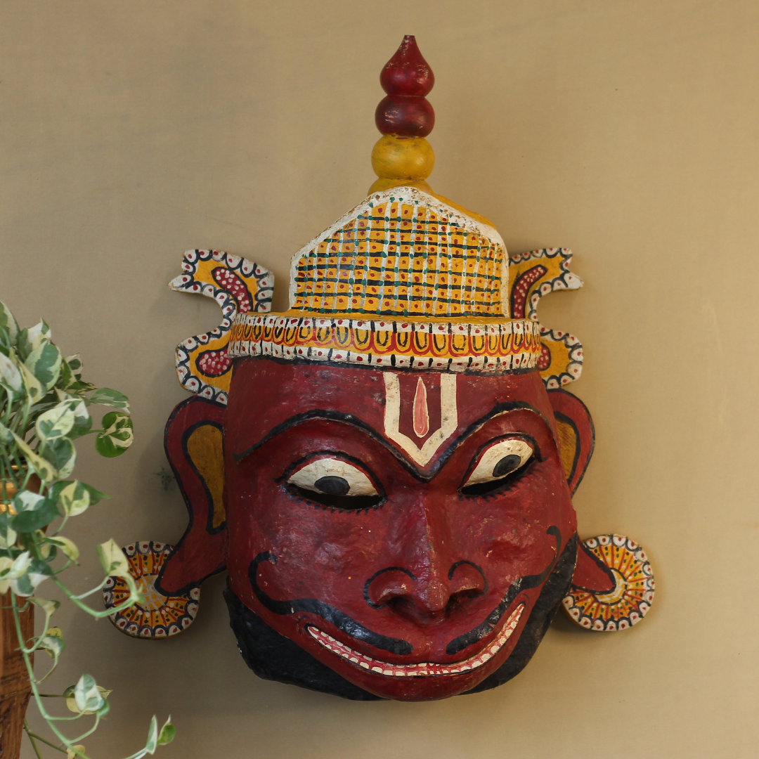 Vintage Odisha Wooden Folk Mask – Traditional Indian Folk Art