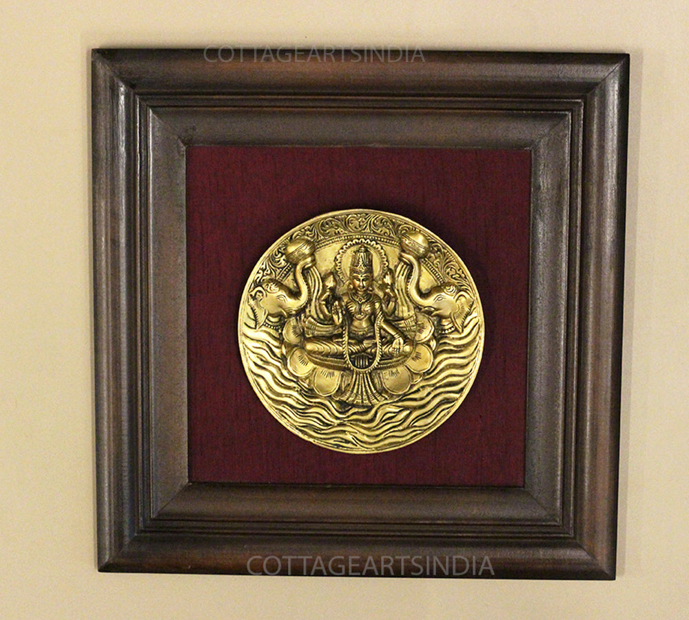 Brass Ashtalaxmi Plate In Wooden Frame