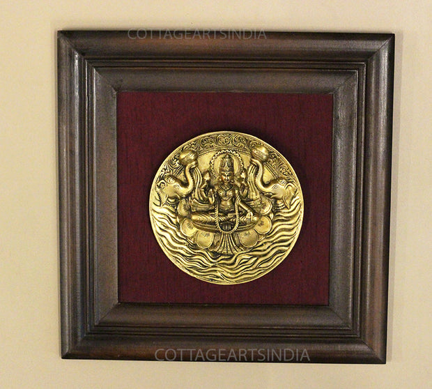 Brass Ashtalaxmi Plate In Wooden Frame